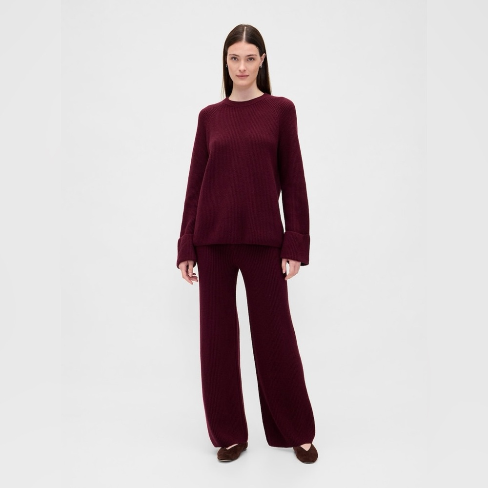 NWT CashSoft Petite Med Burgundy Sweater & Pant Set $45 each pc (was $80 ea)